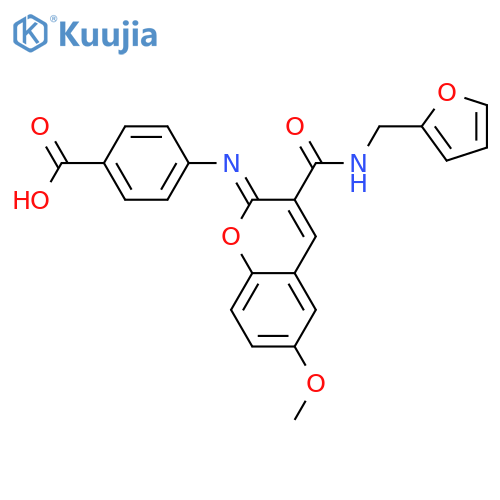 4-{(2Z)-3-{(furan-2-yl)methylcarbamoyl}-6-methoxy-2H-chromen-2-ylideneamino}benzoic acid structure