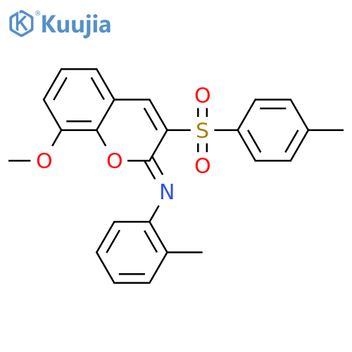 (2Z)-8-methoxy-3-(4-methylbenzenesulfonyl)-N-(2-methylphenyl)-2H-chromen-2-imine structure