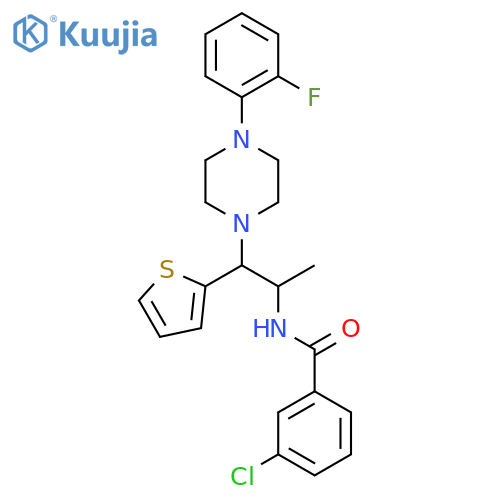 3-chloro-N-{1-[4-(2-fluorophenyl)piperazin-1-yl]-1-(thiophen-2-yl)propan-2-yl}benzamide structure