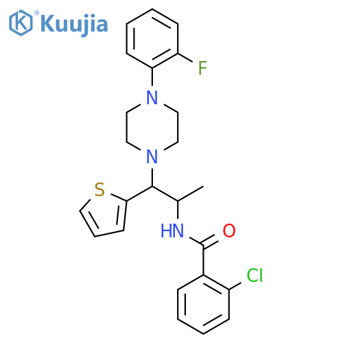 2-chloro-N-{1-4-(2-fluorophenyl)piperazin-1-yl-1-(thiophen-2-yl)propan-2-yl}benzamide structure