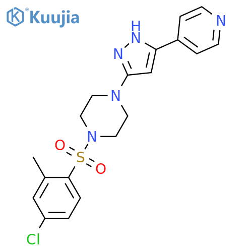 1-(4-chloro-2-methylbenzenesulfonyl)-4-3-(pyridin-4-yl)-1H-pyrazol-5-ylpiperazine structure