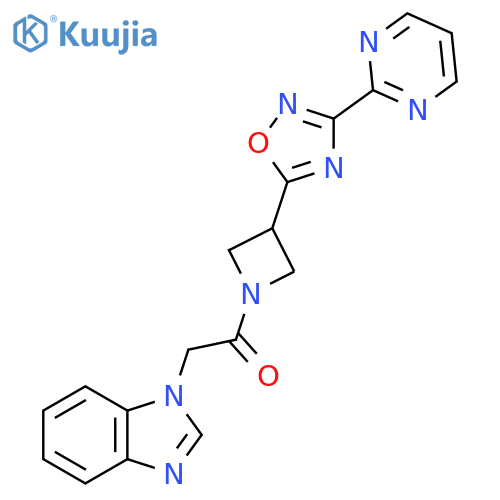 2-(1H-1,3-benzodiazol-1-yl)-1-{3-[3-(pyrimidin-2-yl)-1,2,4-oxadiazol-5-yl]azetidin-1-yl}ethan-1-one structure
