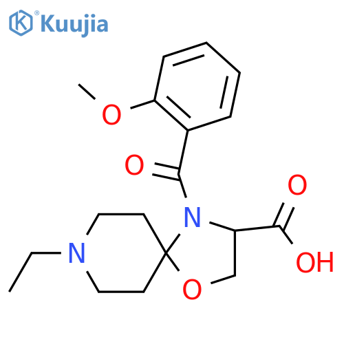 8-Ethyl-4-(2-methoxybenzoyl)-1-oxa-4,8-diazaspiro[4.5]decane-3-carboxylic acid structure