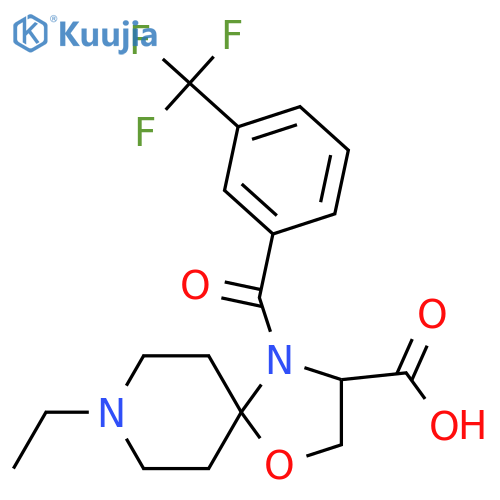 8-Ethyl-4-[3-(trifluoromethyl)benzoyl]-1-oxa-4,8-diazaspiro[4.5]decane-3-carboxylic acid structure