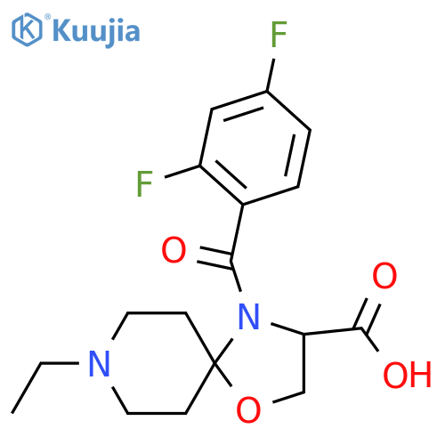 4-(2,4-Difluorobenzoyl)-8-ethyl-1-oxa-4,8-diazaspiro[4.5]decane-3-carboxylic acid structure