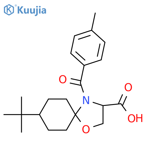 8-Tert-Butyl-4-(4-methylbenzoyl)-1-oxa-4-azaspiro[4.5]decane-3-carboxylic acid structure