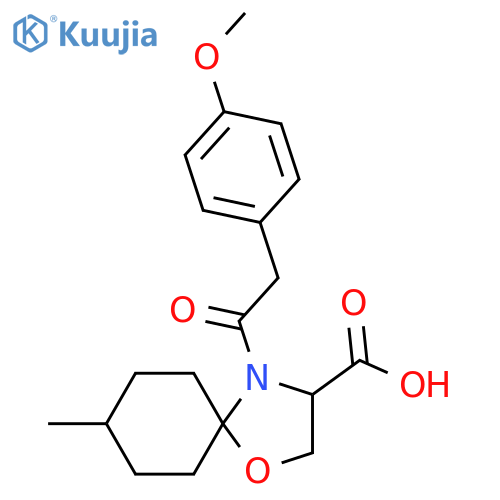 4-[2-(4-Methoxyphenyl)acetyl]-8-methyl-1-oxa-4-azaspiro[4.5]decane-3-carboxylic acid structure