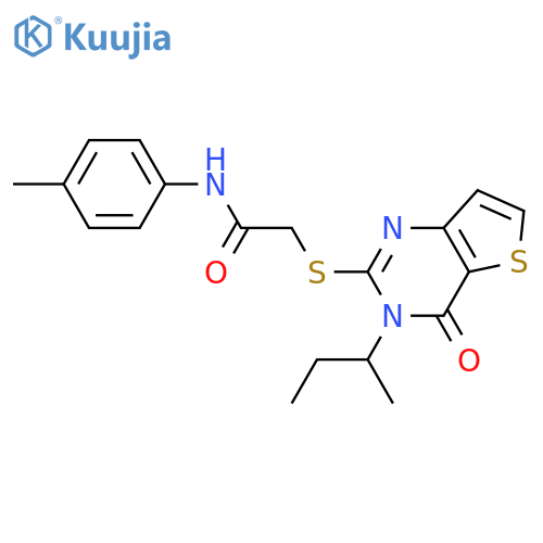 2-{[3-(butan-2-yl)-4-oxo-3H,4H-thieno[3,2-d]pyrimidin-2-yl]sulfanyl}-N-(4-methylphenyl)acetamide structure
