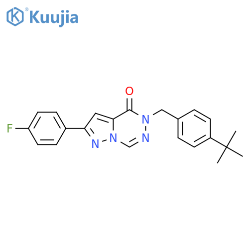 5-[(4-tert-butylphenyl)methyl]-2-(4-fluorophenyl)-4H,5H-pyrazolo[1,5-d][1,2,4]triazin-4-one structure