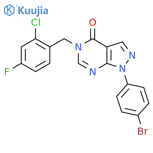 1-(4-bromophenyl)-5-[(2-chloro-4-fluorophenyl)methyl]-1H,4H,5H-pyrazolo[3,4-d]pyrimidin-4-one structure