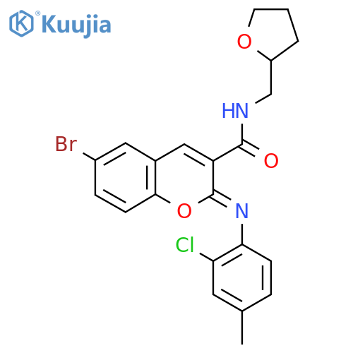 (2Z)-6-bromo-2-[(2-chloro-4-methylphenyl)imino]-N-[(oxolan-2-yl)methyl]-2H-chromene-3-carboxamide structure