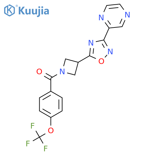 2-(5-{1-4-(trifluoromethoxy)benzoylazetidin-3-yl}-1,2,4-oxadiazol-3-yl)pyrazine structure