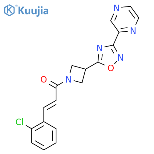 (2E)-3-(2-chlorophenyl)-1-{3-3-(pyrazin-2-yl)-1,2,4-oxadiazol-5-ylazetidin-1-yl}prop-2-en-1-one structure