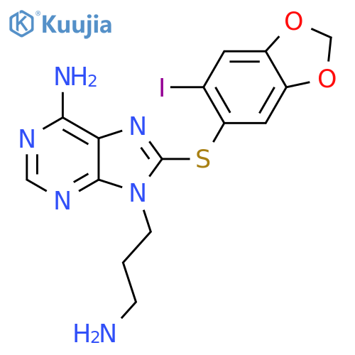 9-(3-Aminopropyl)-8-((6-iodobenzo-d1,3dioxol-5-yl)thio)-9H-purin-6-amine structure