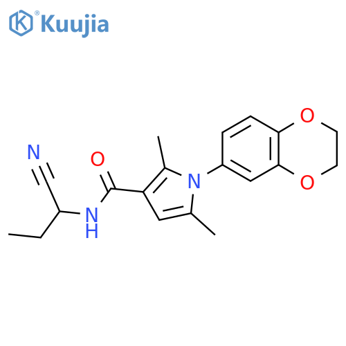 N-(1-cyanopropyl)-1-(2,3-dihydro-1,4-benzodioxin-6-yl)-2,5-dimethyl-1H-pyrrole-3-carboxamide structure