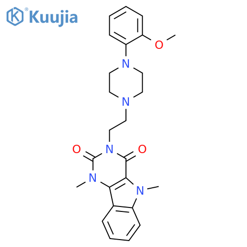3-[2-[4-(2-Methoxyphenyl)piperazin-1-yl]ethyl]-1,5-dimethylpyrimido[5,4-b]indole-2,4-dione structure