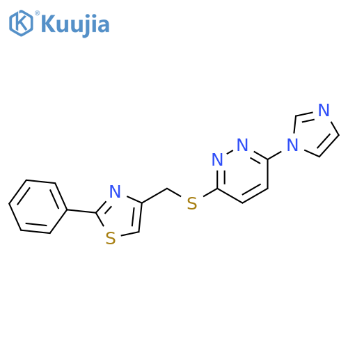 3-(1H-imidazol-1-yl)-6-{(2-phenyl-1,3-thiazol-4-yl)methylsulfanyl}pyridazine structure