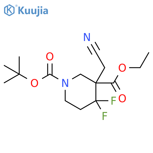 1-tert-butyl 3-ethyl 3-(cyanoMethyl)-4,4-difluoropiperidine-1,3-dicarboxylate structure