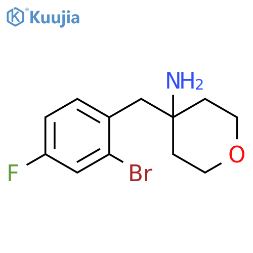 4-[(2-bromo-4-fluorophenyl)methyl]oxan-4-amine structure