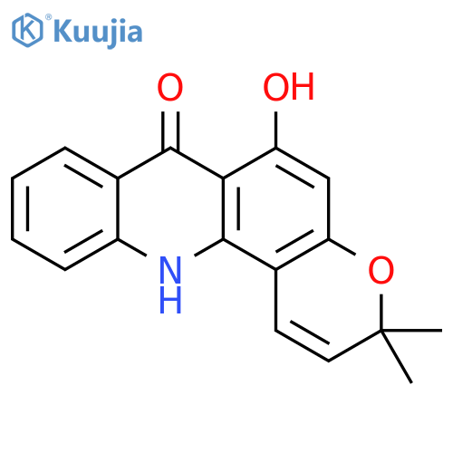 7H-Pyrano[2,3-c]acridin-7-one,3,12-dihydro-6-hydroxy-3,3-dimethyl- structure