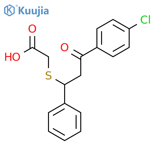 2-{[3-(4-chlorophenyl)-3-oxo-1-phenylpropyl]thio}acetic acid structure