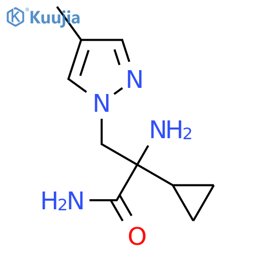 2-amino-2-cyclopropyl-3-(4-methyl-1H-pyrazol-1-yl)propanamide structure