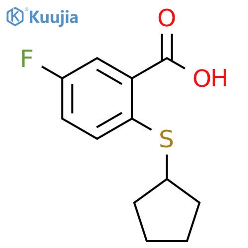 2-(cyclopentylsulfanyl)-5-fluorobenzoic acid structure