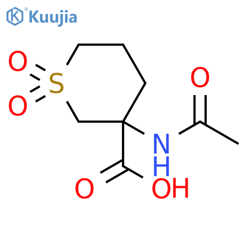 2H-Thiopyran-3-carboxylic acid, 3-(acetylamino)tetrahydro-, 1,1-dioxide structure