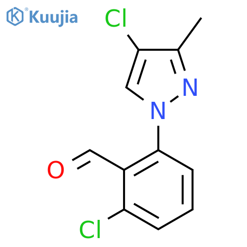 2-chloro-6-(4-chloro-3-methyl-1H-pyrazol-1-yl)benzaldehyde structure