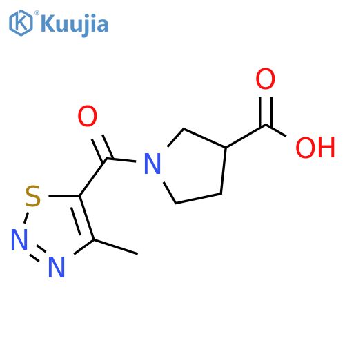1-(4-methyl-1,2,3-thiadiazole-5-carbonyl)pyrrolidine-3-carboxylic acid structure