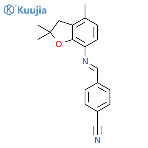 4-[(1E)-[(2,2,4-trimethyl-2,3-dihydro-1-benzofuran-7-yl)imino]methyl]benzonitrile structure