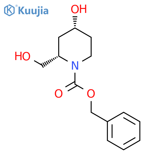 rac-benzyl (2R,4S)-4-hydroxy-2-(hydroxymethyl)piperidine-1-carboxylate structure