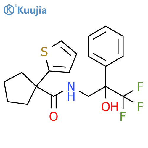 1-(thiophen-2-yl)-N-(3,3,3-trifluoro-2-hydroxy-2-phenylpropyl)cyclopentane-1-carboxamide structure