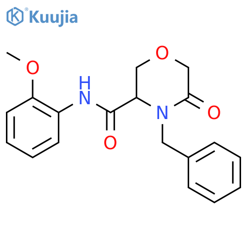 4-benzyl-N-(2-methoxyphenyl)-5-oxomorpholine-3-carboxamide structure