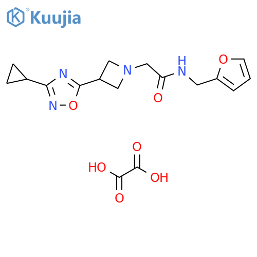 2-3-(3-cyclopropyl-1,2,4-oxadiazol-5-yl)azetidin-1-yl-N-(furan-2-yl)methylacetamide; oxalic acid structure