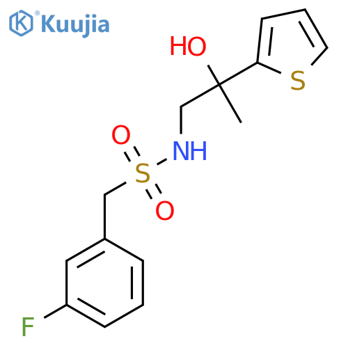1-(3-fluorophenyl)-N-2-hydroxy-2-(thiophen-2-yl)propylmethanesulfonamide structure