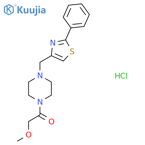 2-methoxy-1-{4-(2-phenyl-1,3-thiazol-4-yl)methylpiperazin-1-yl}ethan-1-one hydrochloride structure