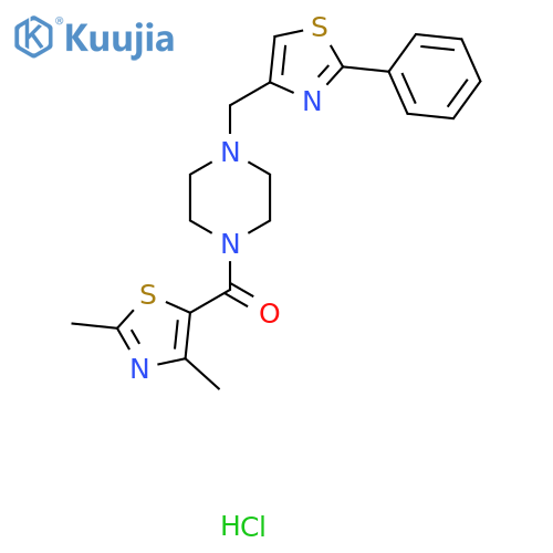 1-(2,4-dimethyl-1,3-thiazole-5-carbonyl)-4-(2-phenyl-1,3-thiazol-4-yl)methylpiperazine hydrochloride structure