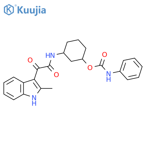 3-2-(2-methyl-1H-indol-3-yl)-2-oxoacetamidocyclohexyl N-phenylcarbamate structure
