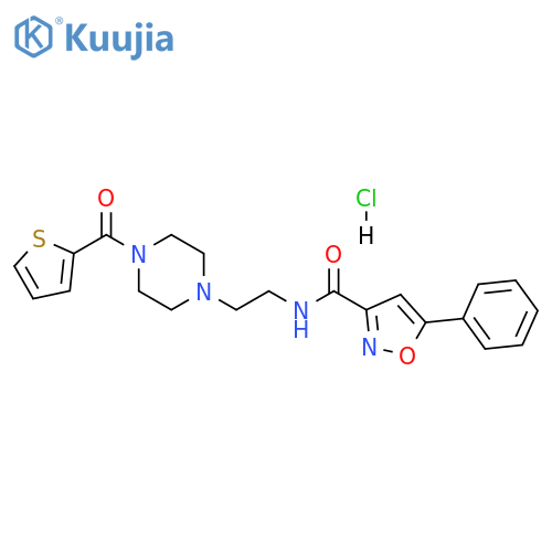 5-phenyl-N-{2-4-(thiophene-2-carbonyl)piperazin-1-ylethyl}-1,2-oxazole-3-carboxamide hydrochloride structure