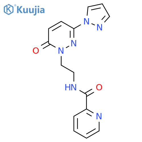 N-{2-6-oxo-3-(1H-pyrazol-1-yl)-1,6-dihydropyridazin-1-ylethyl}pyridine-2-carboxamide structure
