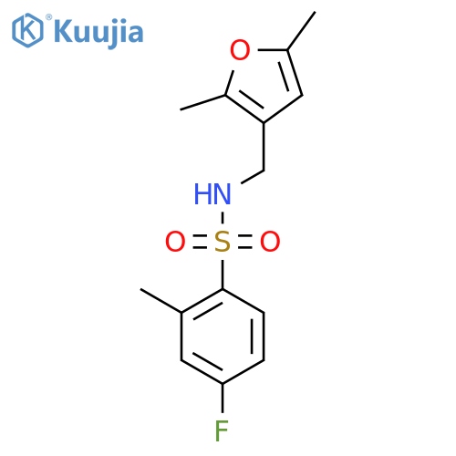 N-[(2,5-dimethylfuran-3-yl)methyl]-4-fluoro-2-methylbenzene-1-sulfonamide structure