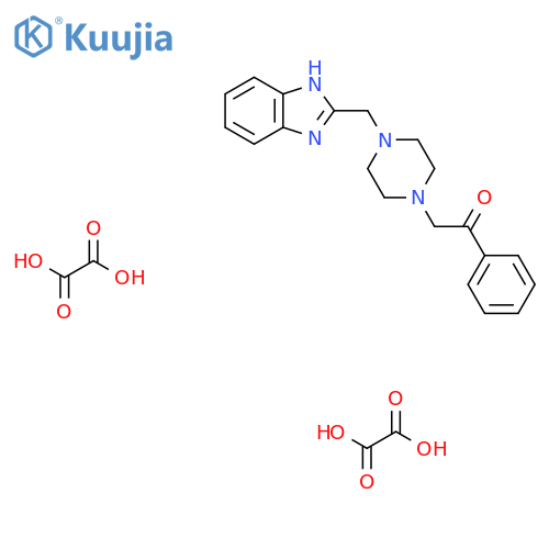 2-(4-((1H-benzo[d]imidazol-2-yl)methyl)piperazin-1-yl)-1-phenylethanone dioxalate structure