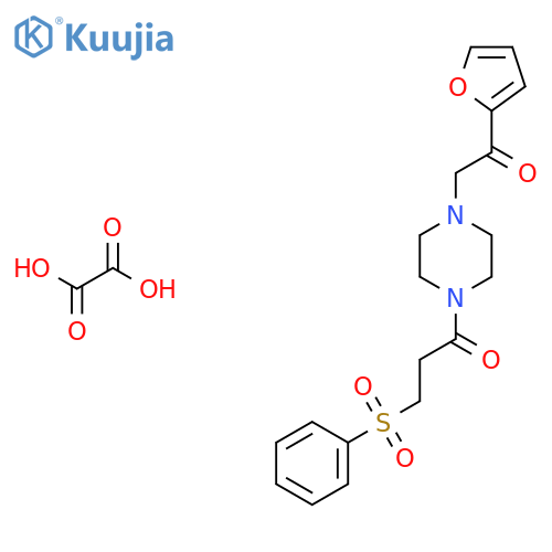 3-(benzenesulfonyl)-1-{4-2-(furan-2-yl)-2-oxoethylpiperazin-1-yl}propan-1-one; oxalic acid structure