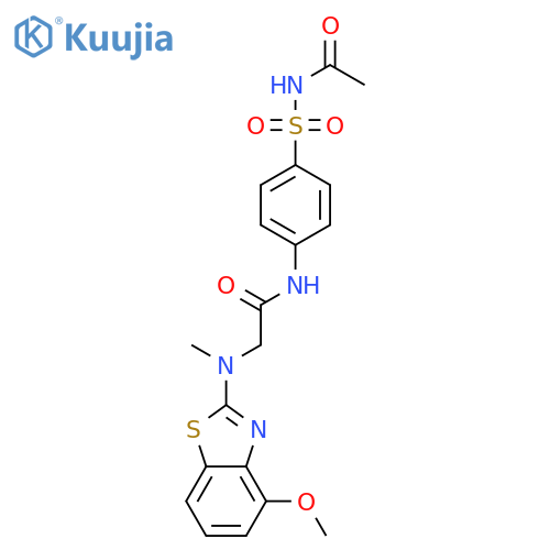 N-4-(acetamidosulfonyl)phenyl-2-(4-methoxy-1,3-benzothiazol-2-yl)(methyl)aminoacetamide structure