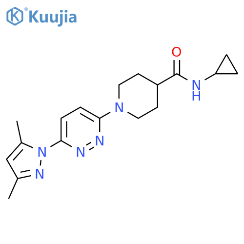 N-cyclopropyl-1-6-(3,5-dimethyl-1H-pyrazol-1-yl)pyridazin-3-ylpiperidine-4-carboxamide structure