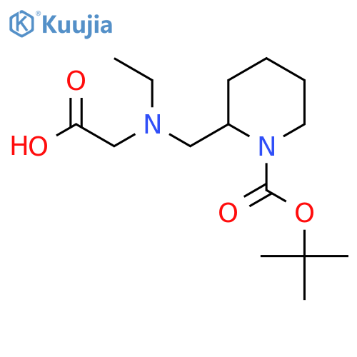 2-[(Carboxymethyl-ethyl-amino)-methyl]-piperidine-1-carboxylic acid tert-butyl ester structure