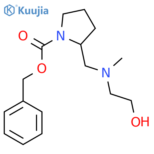 2-{[(2-Hydroxy-ethyl)-methyl-amino]-methyl}-pyrrolidine-1-carboxylic acid benzyl ester structure