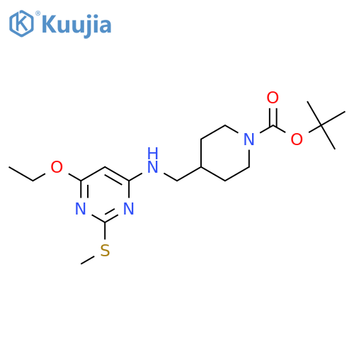 tert-Butyl 4-(((6-ethoxy-2-(methylthio)pyrimidin-4-yl)amino)methyl)piperidine-1-carboxylate structure