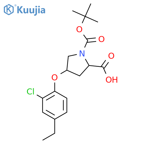 (2S,4S)-1-(tert-Butoxycarbonyl)-4-(2-chloro-4-ethylphenoxy)-2-pyrrolidinecarboxylic Acid structure